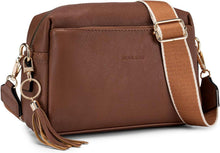 Damen Crossbody Umhängetasche Vegan-leder mit 3 Reißverschlussfächern