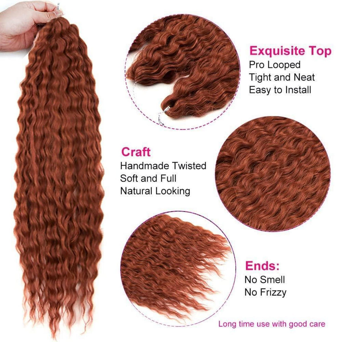22 Zoll Water Wave Häkelhaare für Locs & Braids (3er Pack)