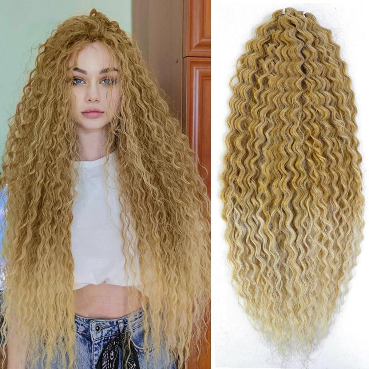 22 Zoll Water Wave Twist Häkelhaare Blond/Hellblond für Locs