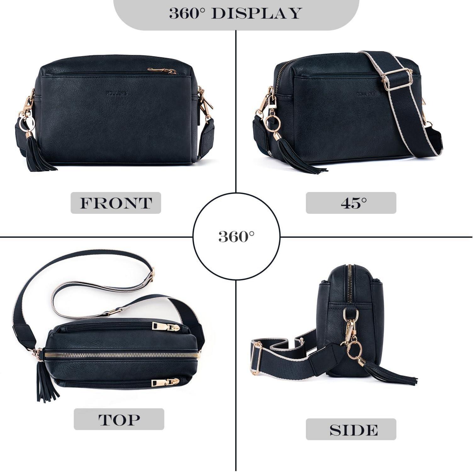 Damen Umhängetasche Veganem Leder Schultertasche mit 3