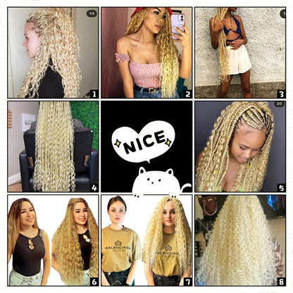 22 Zoll Wasserwellen Häkelzopf Blond Mix für Butterfly Locs
