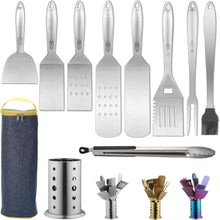 Grillbesteck Set 10-teilig Edelstahl Utensilienhalter hitzebeständig
