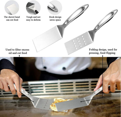 Grillbesteck Set 10-teilig Edelstahl Utensilienhalter hitzebeständig