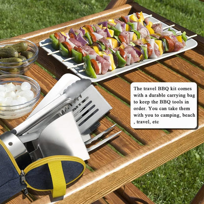 BBQ Grillbesteck Set, 10-teilig, Edelstahl, hitzebeständig, mit Utensilienhalter