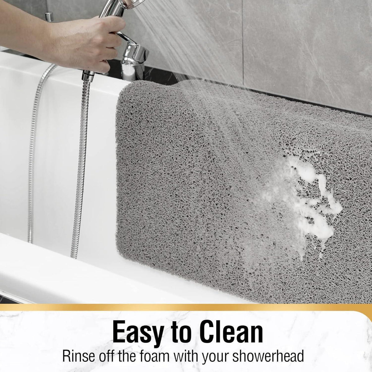 Rutschfeste Duschmatte Luffa PVC 60x40cm Grau Zuschneidbar