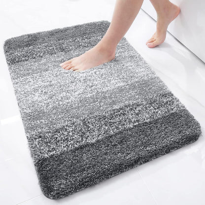 Weicher Hochflor Badteppich 51x76 cm Grau, rutschfest & saugfähig