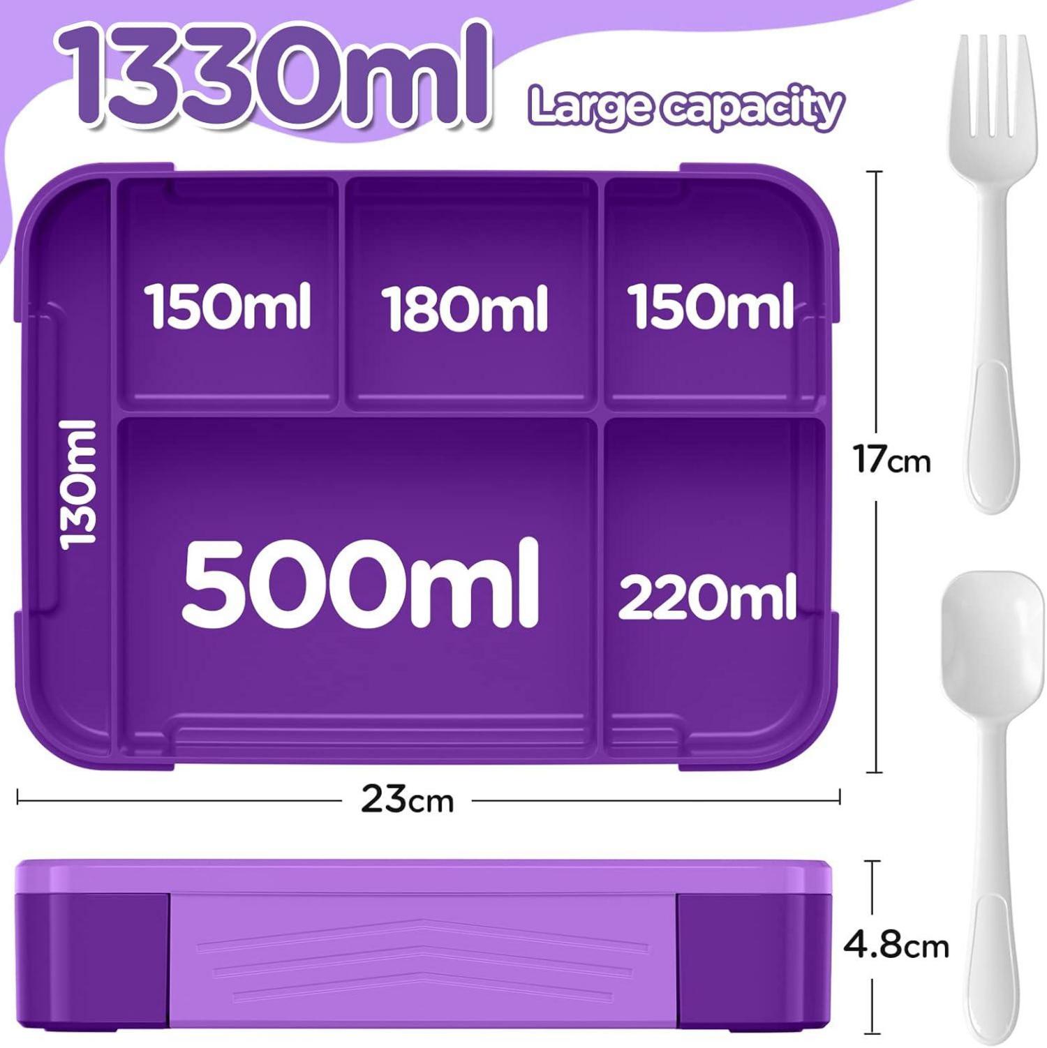 Brotdose Kinder mit Fächern 1330ml Auslaufsicher Lunchbox Kindergarten Schule