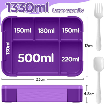 Brotdose Kinder mit Fächern 1330ml Auslaufsicher Lunchbox Kindergarten Schule