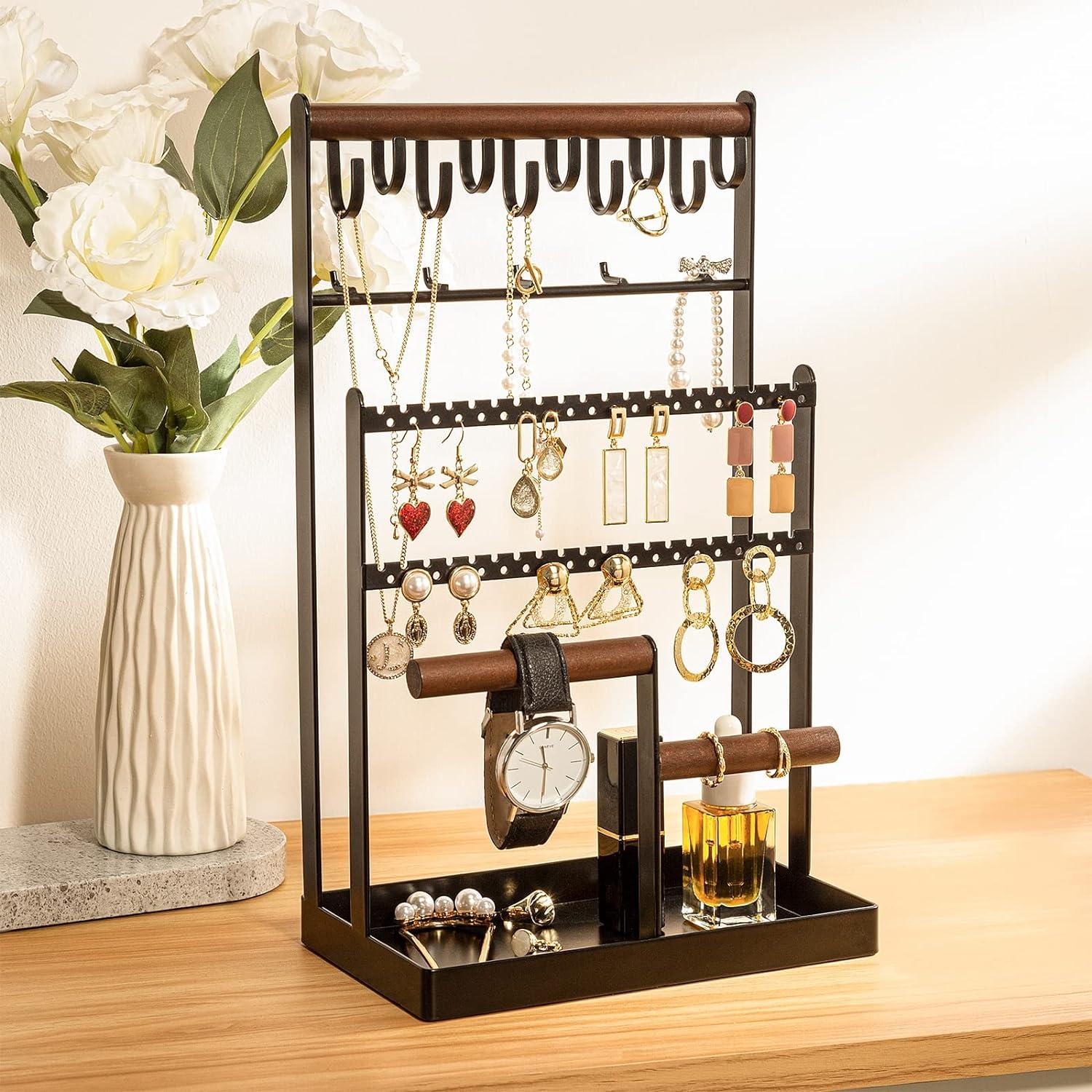 ProCase Schmuckständer 6 Tier Jewelry Organizer Schwarz metalle Holz