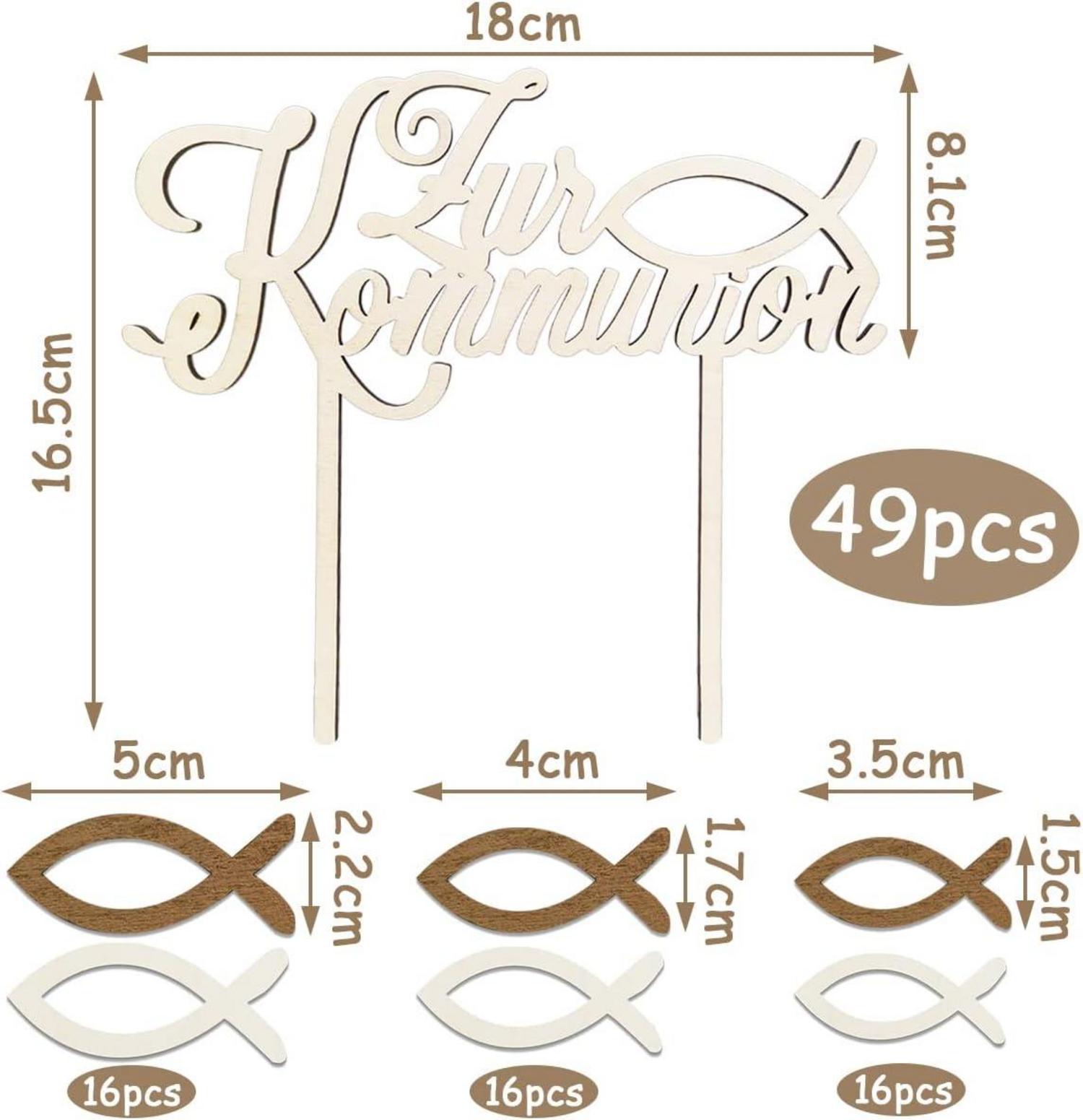 Holz Cake Topper Kommunion Taufe Fische Konfirmation Erstkommunion