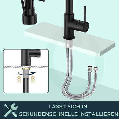 Wasserhahn Küche Schwarz Edelstahl Zweigriff Mischbatterie