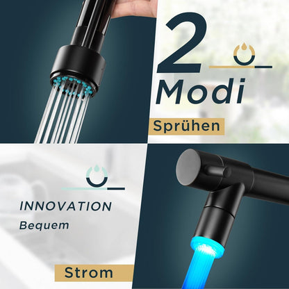 FORIOUS Wasserhahn Küche mit LED, Edelstahl 360° Schwenkbarkeit