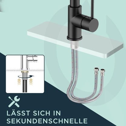 Edelstahl Küchenarmatur mit LED und 360°-Schwenkbarkeit - Schwarz