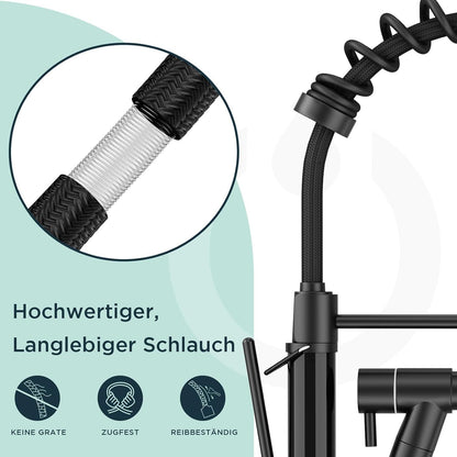 FORIOUS LED Wasserhahn Küche Edelstahl mit Doppelspray 360° Schwenkbarkeit