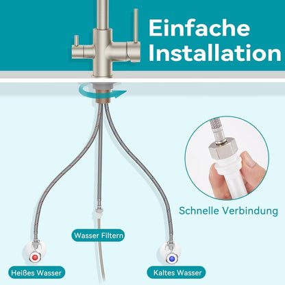 3-Wege Küchenarmatur mit Trinkwasserfunktion Edelstahl