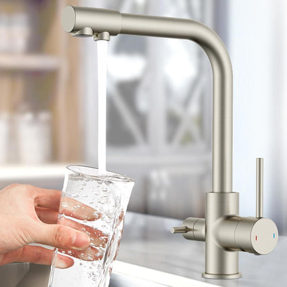 3-Wege Küchenarmatur mit Trinkwasserfunktion Edelstahl
