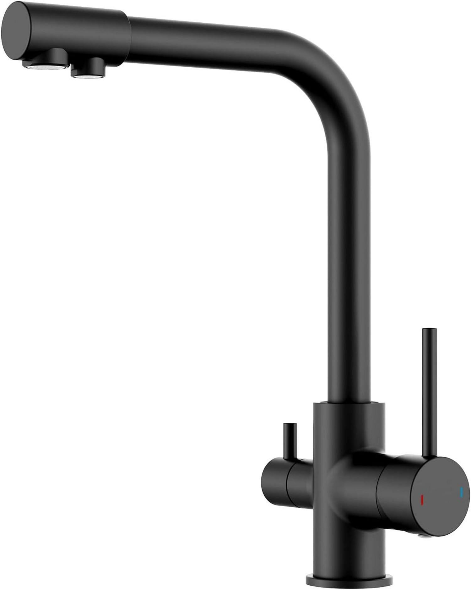 Wasserhahn Küche Schwarz 3-Wege Mischbatterie Edelstahl Spülarmaturen