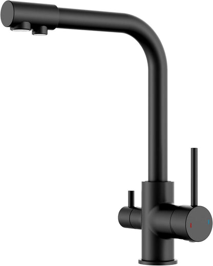 Wasserhahn Küche Schwarz 3-Wege Mischbatterie Edelstahl Spülarmaturen
