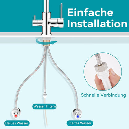 FORIOUS 3 Wege Wasserhahn Küche Edelstahl mit Trinkwasserauslauf