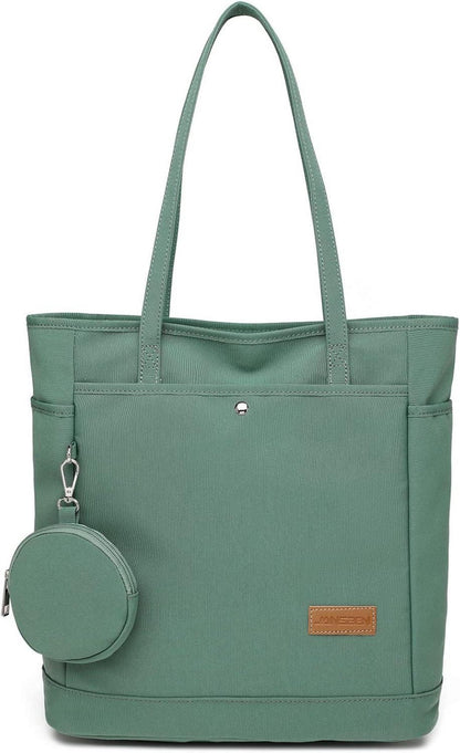 Große Damen Schultertasche mit Münzbörsen Handtasche Canvas Grün