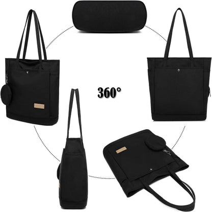 Große Damen Canvas Shopper Handtasche Schultertasche Dunkelgrau