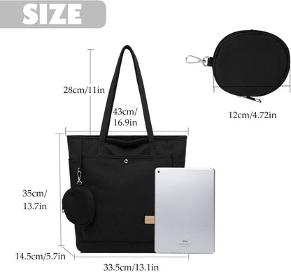 Canvas Umhängetasche Damen Shopper große Schultertasche Dunkelgrau