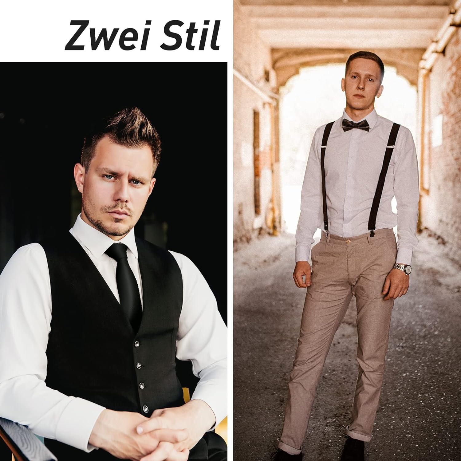 WEARXI 20er Jahre Herren Accessoires Mafia Kostüm Set Schwarz-2 M