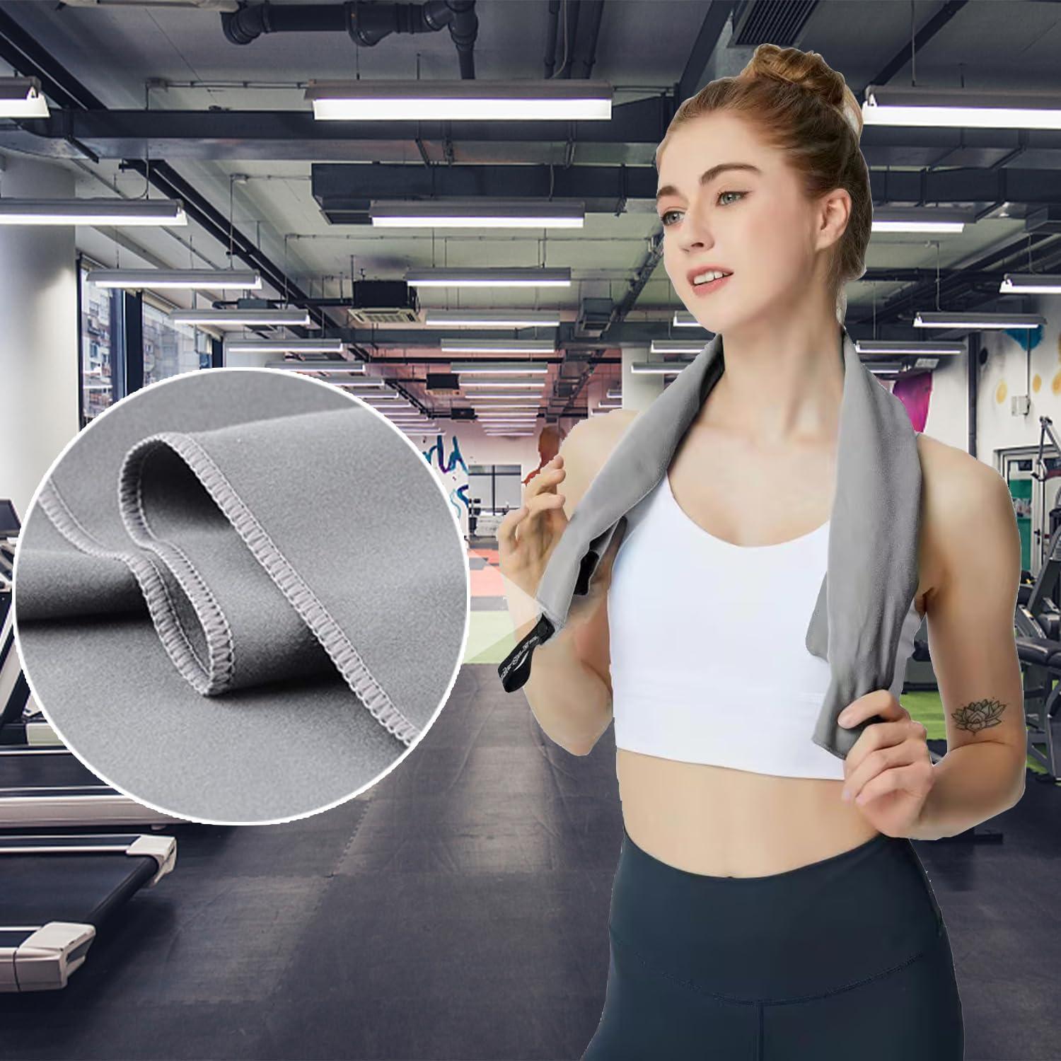 Mikrofaser Handtuch Strand Fitness Yoga Sauna Schnelltrocknend 80x40cm Grau