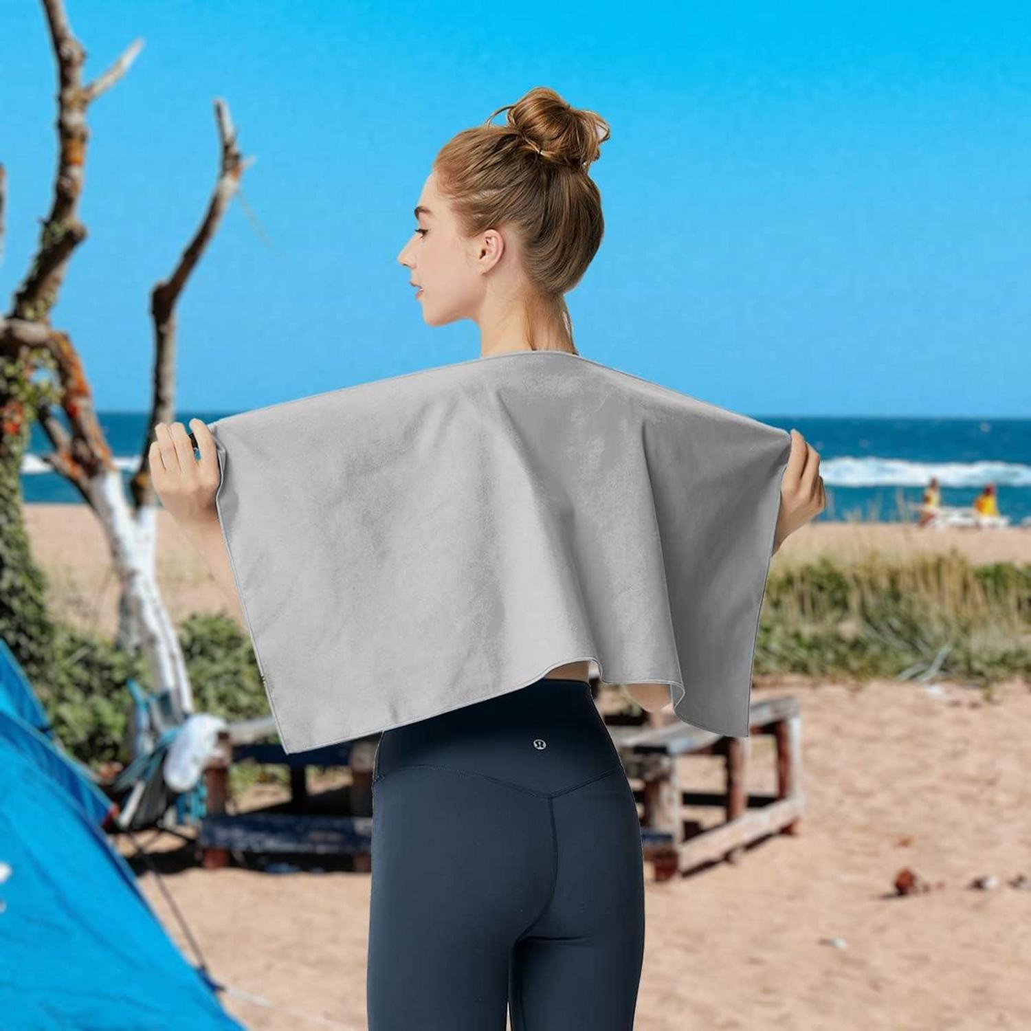 Schnell trocknendes Mikrofaser Strandhandtuch Grau 80x40cm