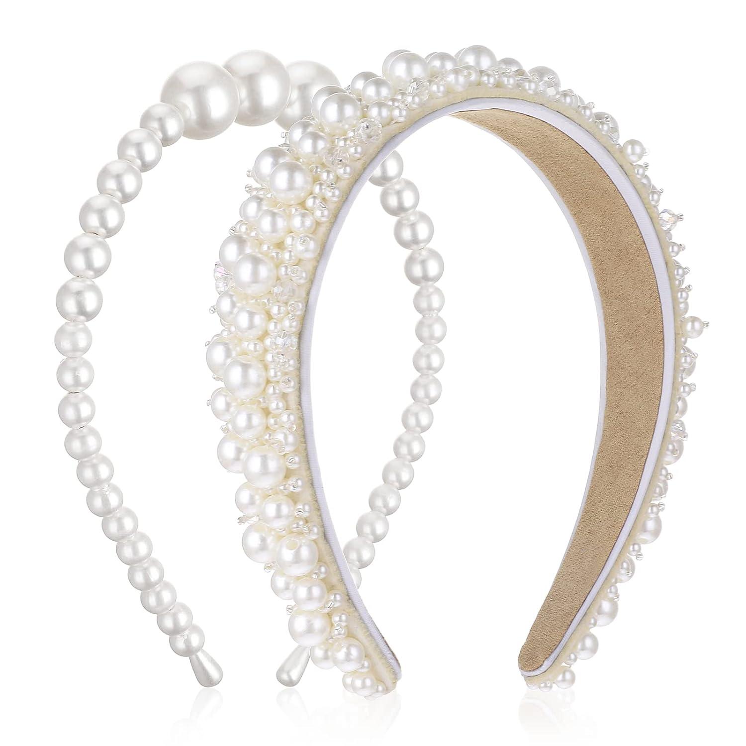 Perlen Haarreif Set Hochzeit Braut Mädchen Weiß Bride Stirnband