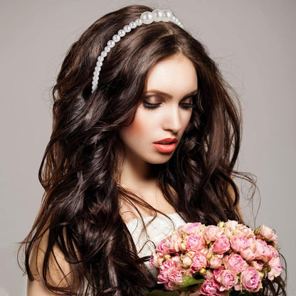 2er Set Perlen Haarreif Braut Mädchen Stirnbänder Weiß Hochzeit Haarschmuck