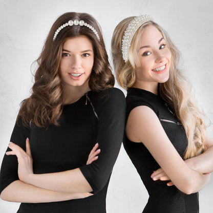 2er Set Perlen Haarreif Braut Mädchen Weiß Hochzeit Stirnband Damen