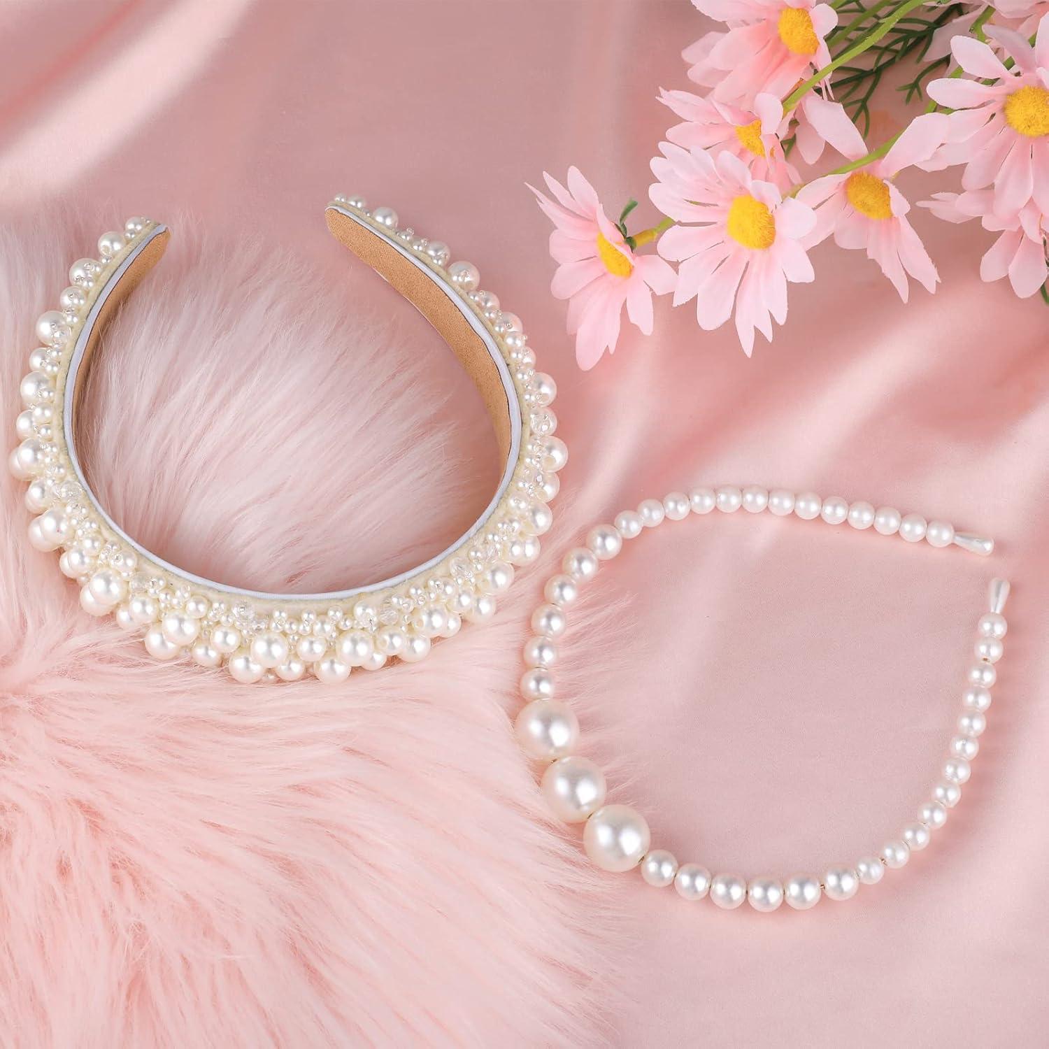 Weißer Perlen Haarreif Set für Braut und Mädchen Hochzeit Haarschmuck