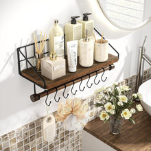 Schweberegal Holz Gewürzregal Schwarz Metall 8 Haken