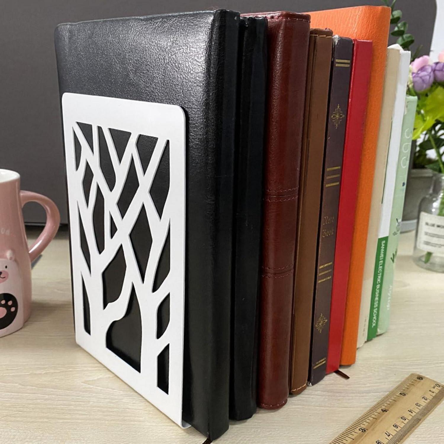 Buchstützen Metall Rutschfeste Bücherhalter Regale Zuhause Büro 1 Paar Weiß 165x90x120mm