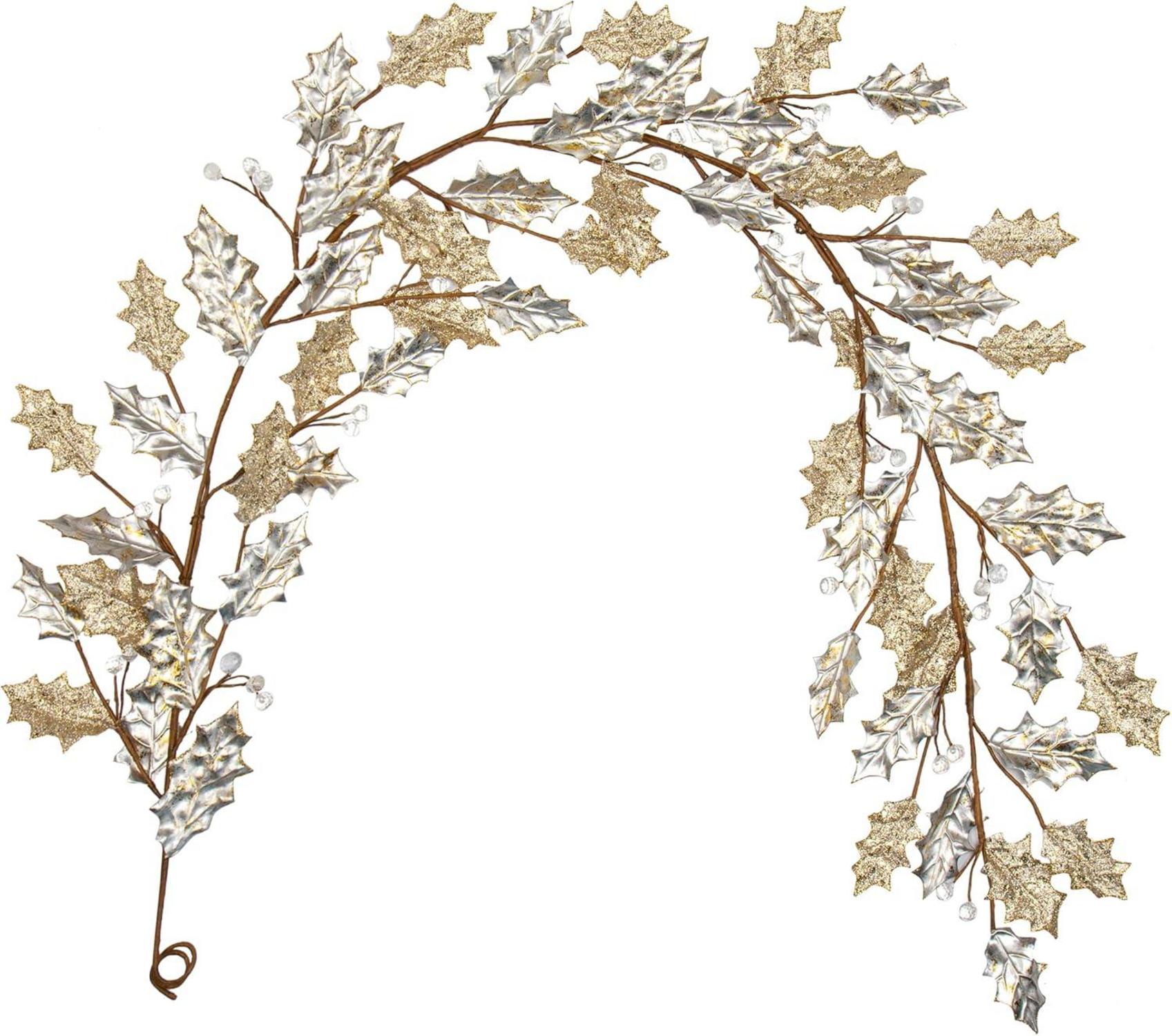 Weihnachtsgirlande künstlich mit Glitzer und Christbaumkugeln 180 cm