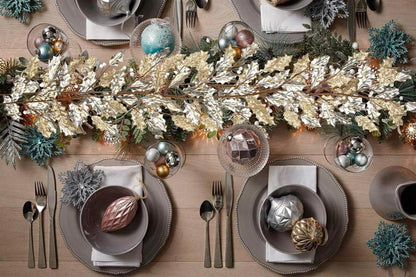 Weihnachtsgirlande Silber Glitzer Christbaumkugeln 180 cm