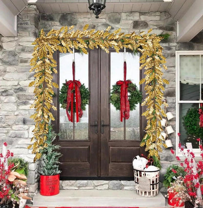 Winterliche Kunstpflanze Weihnachtsgirlande mit Acryldiamant, Goldene