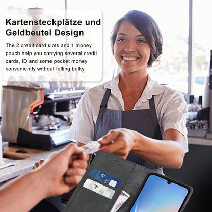 Ailicici Samsung Galaxy A34 5G Hülle Leder Klappbar Flip Wallet Schwarz