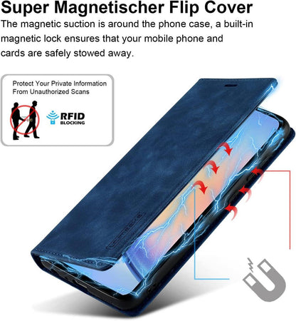 Leder Handyhülle mit Ständer und Kartenfächern für Samsung Galaxy A34