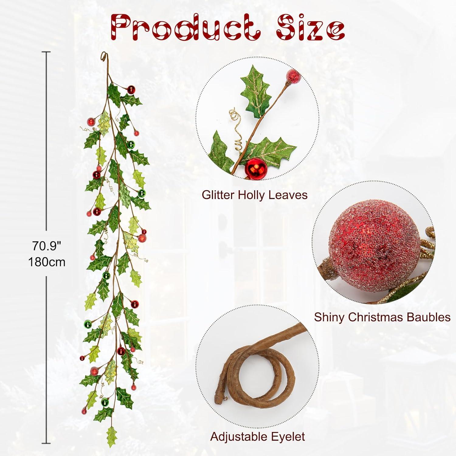 Winterliche Kunstpflanze Weihnachtsgirlande Acryldiamant 180