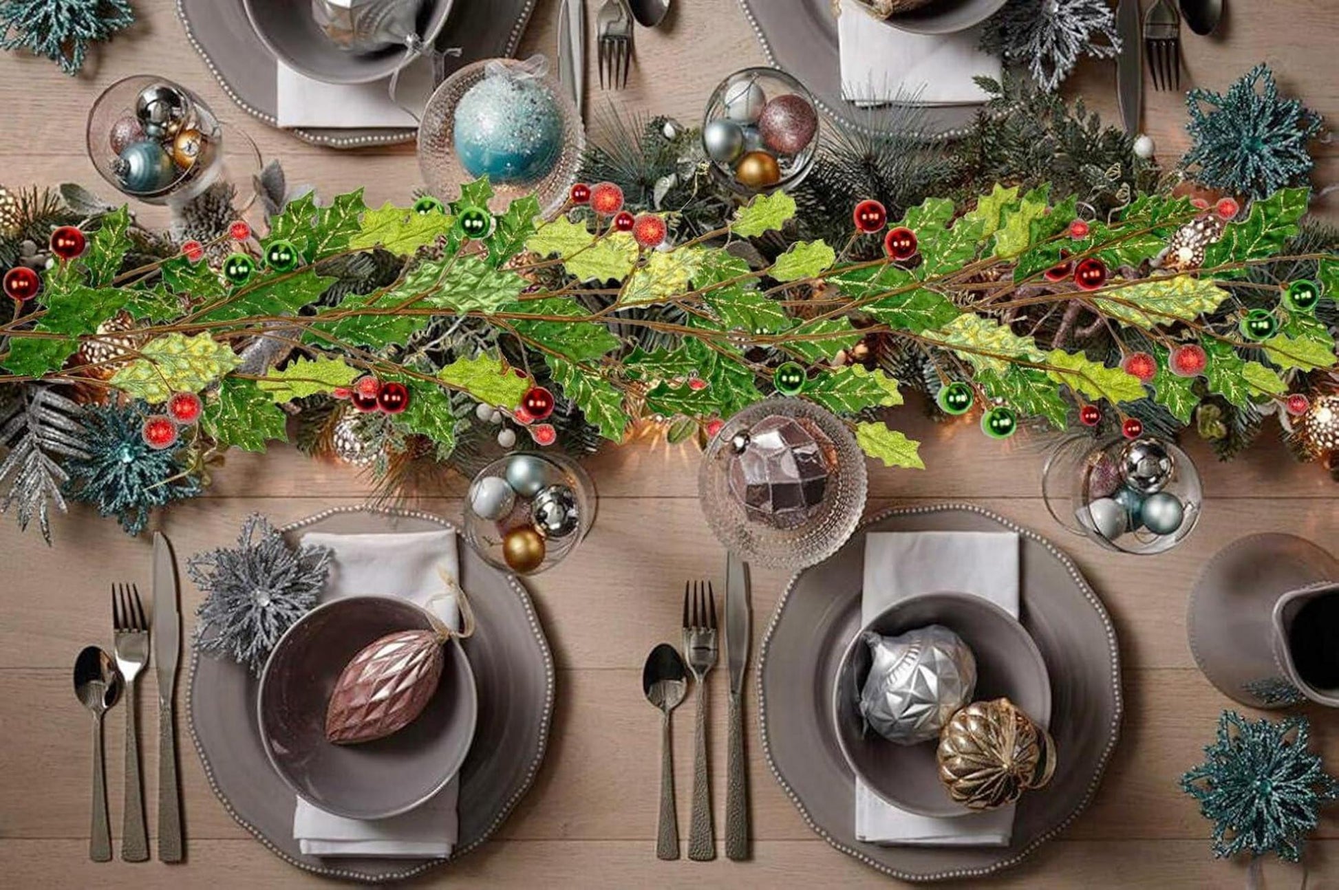 Winterliche Kunstpflanze Acryl Weihnachtsgirlande Glitzer Deko 180 cm