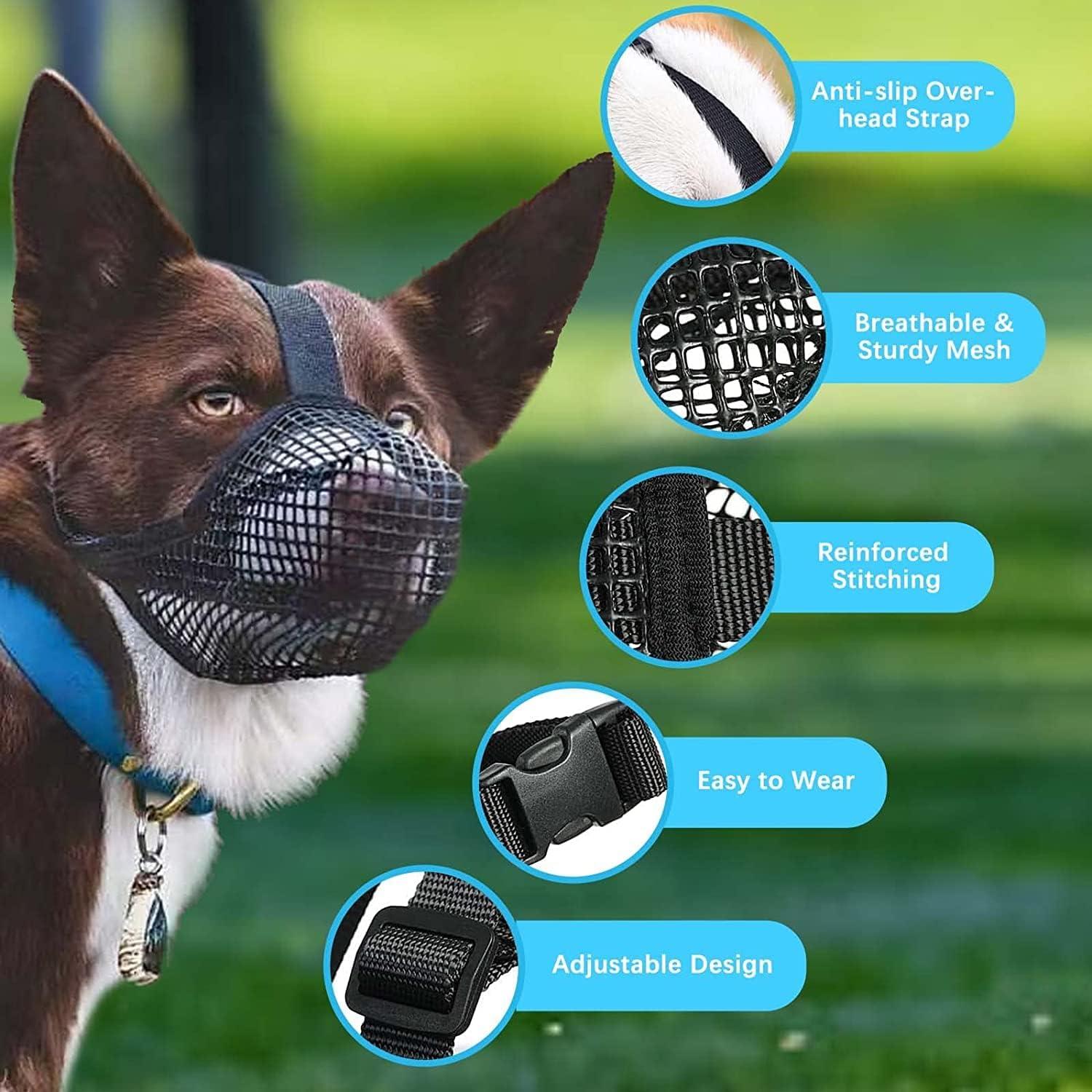 FWLWTWSS Maulkorb für Hunde XS 6.75-8.25in, 2-2.75in Blau Mesh mit Verstellbarer Schlaufe