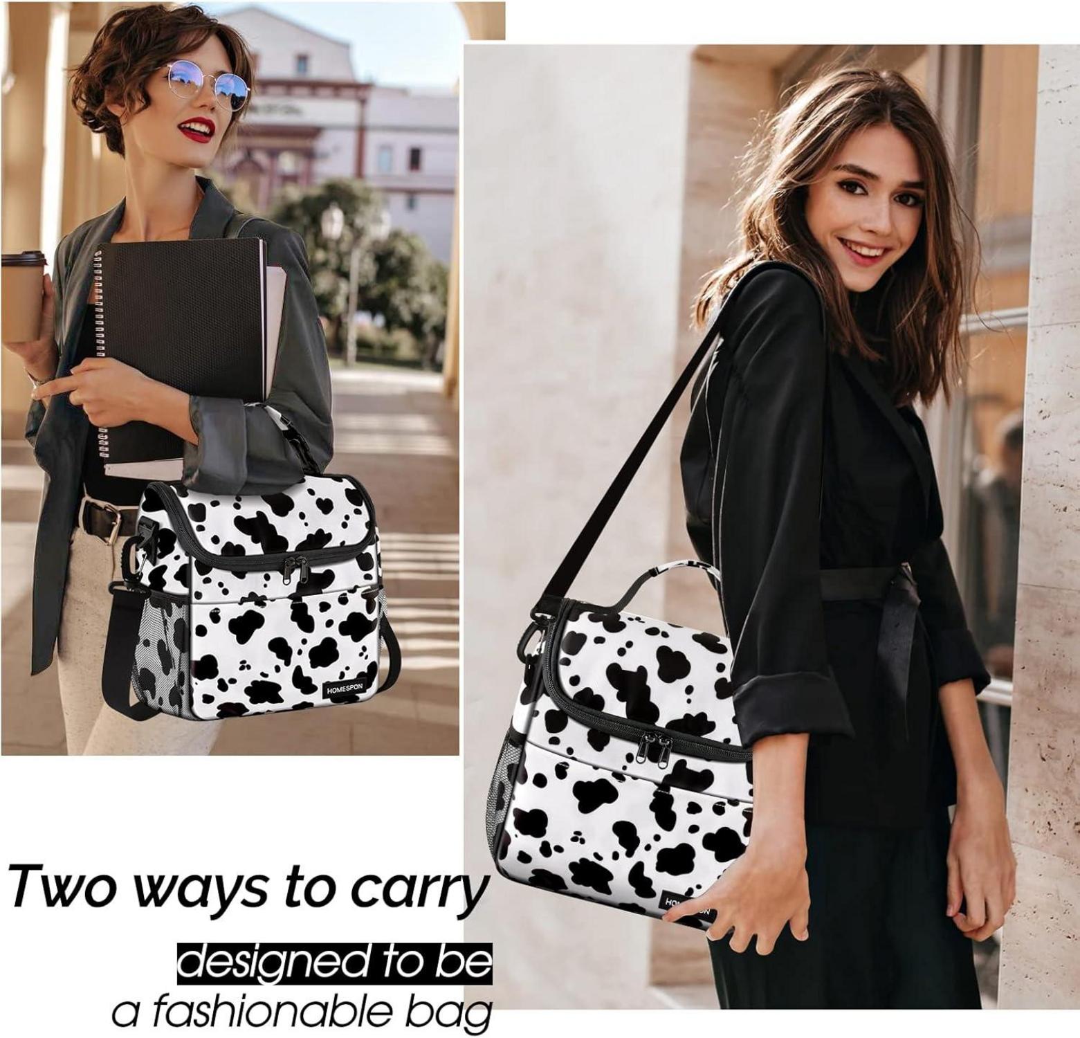 Kleine Isolierte Lunchtasche Kuh-Druck für Frauen - ideal für