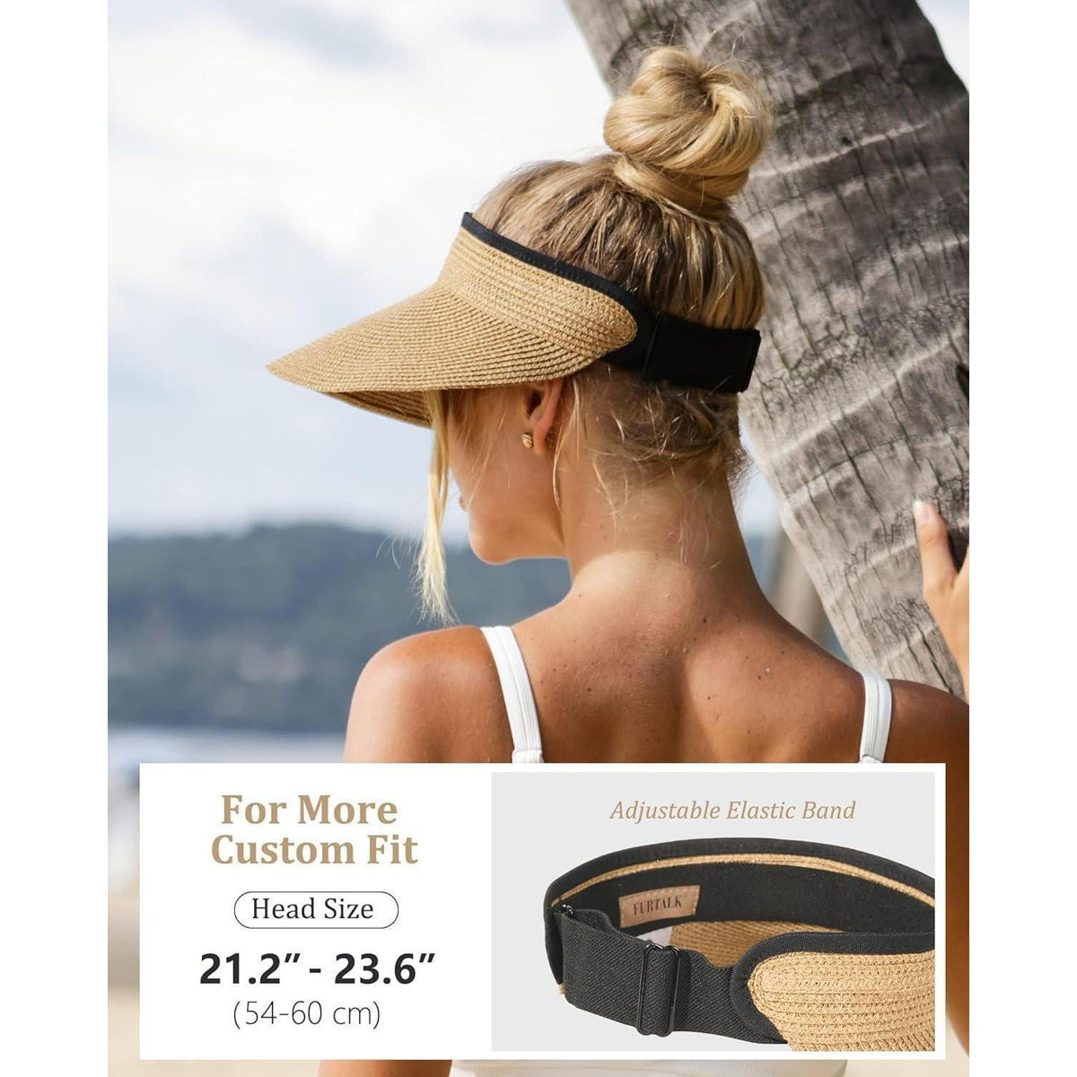 Damen Sonnenhut UV-Schutz Strohhut Faltbar Khaki Einheitsgröße