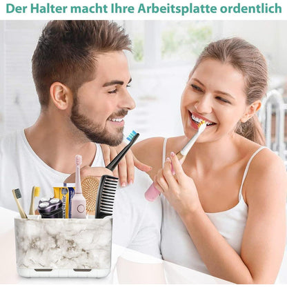 Zahnbürstenhalter Marmor Weiß mit Drainagelöchern für Familie