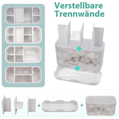Zahnbürstenhalter Marmor Weiß mit Drainagelöchern für Familie