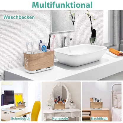 Zahnbürstenhalter Holzmaserung mit Trennwänden