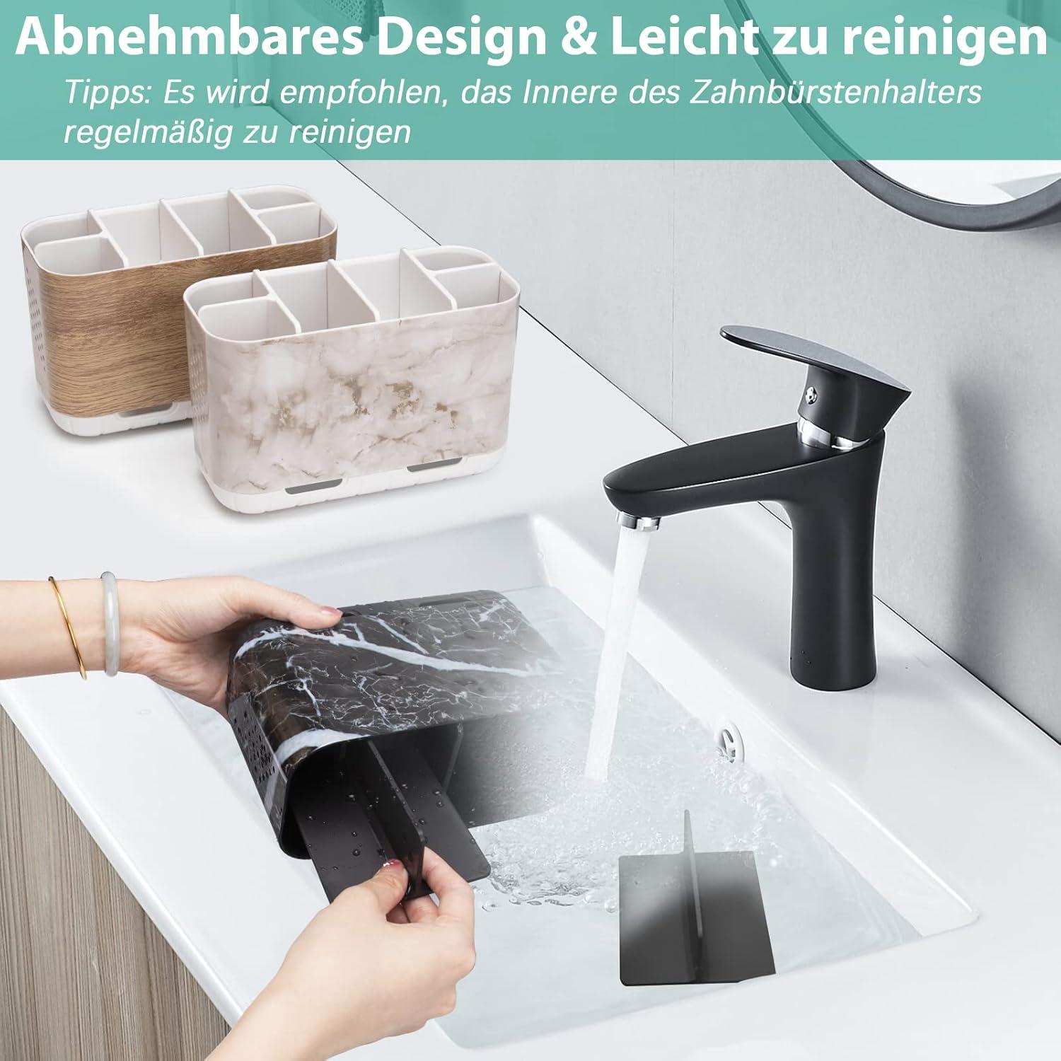Zahnbürstenhalter Schwarz für Elektrische Zahnbürste mit Marmor-Muster