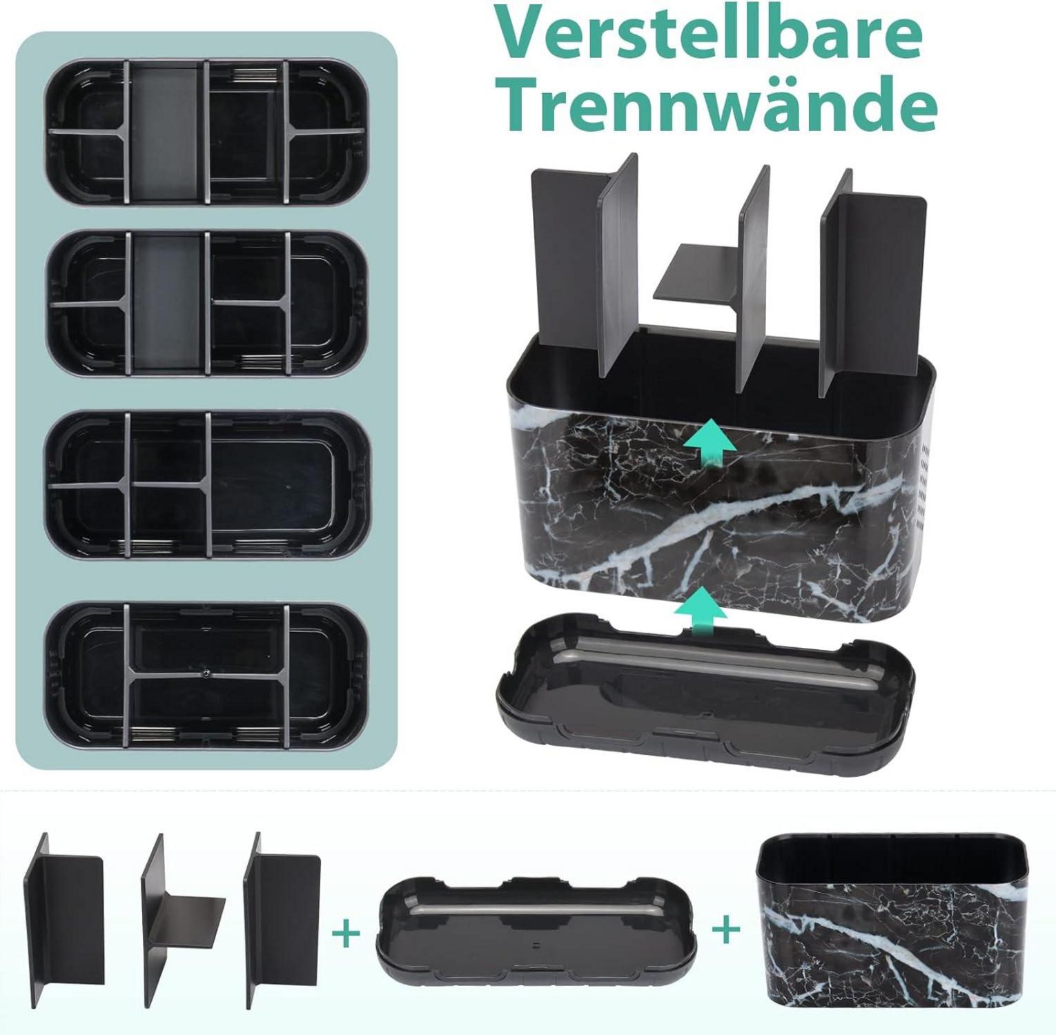 Schwarzer Zahnbürstenhalter für elektrische Zahnbürste mit Marmor-Muster